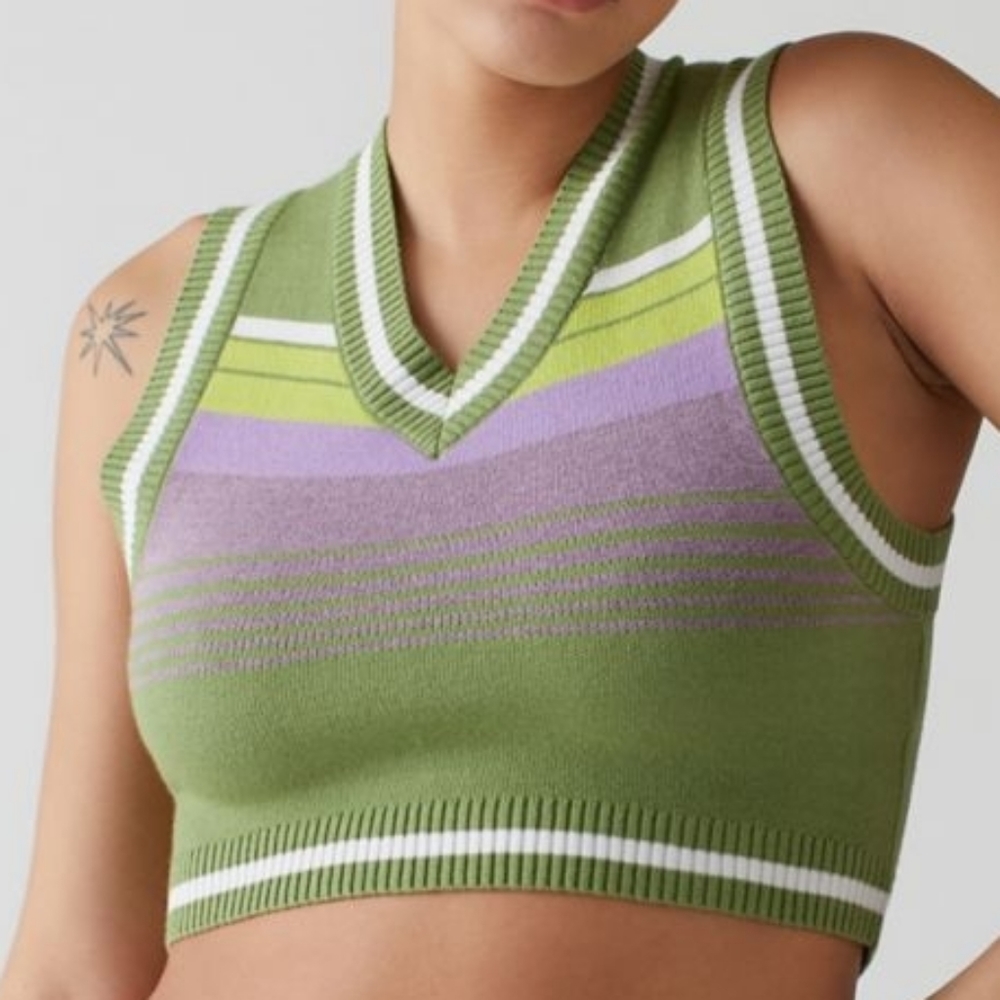 Uo Randi shrunken striped green sweater vest - Picture 1 of 1